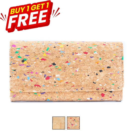 BUY 1 GET 1 FREE: All natural cork bifold smart vegan women's wallet BAG-2017-0