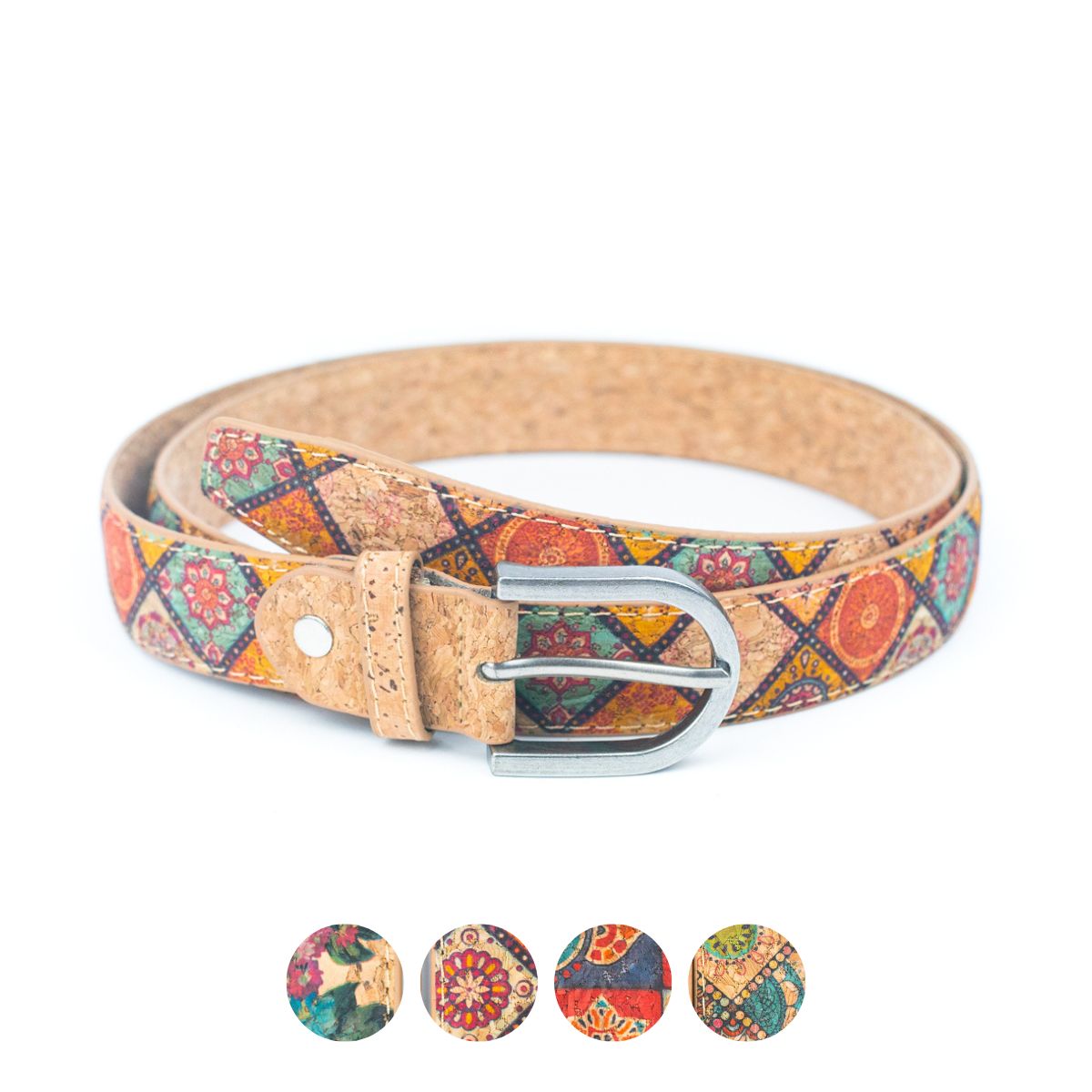 Floral Print Cork Women's Belt Width of 2.8cm L-1027-0