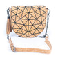 Geometric Patterned Cork Crossbody Bag with Irregular Half-Moon BAG-2264-5