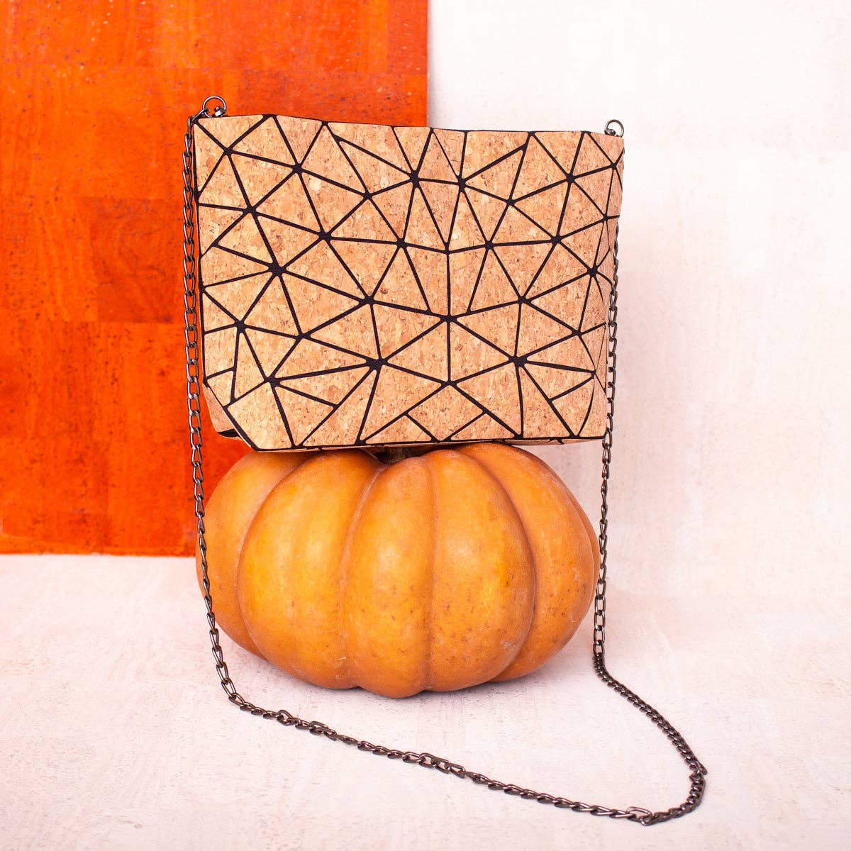 Natural Cork Geometric Chain Crossbody cork Bag  BAG-2027-3