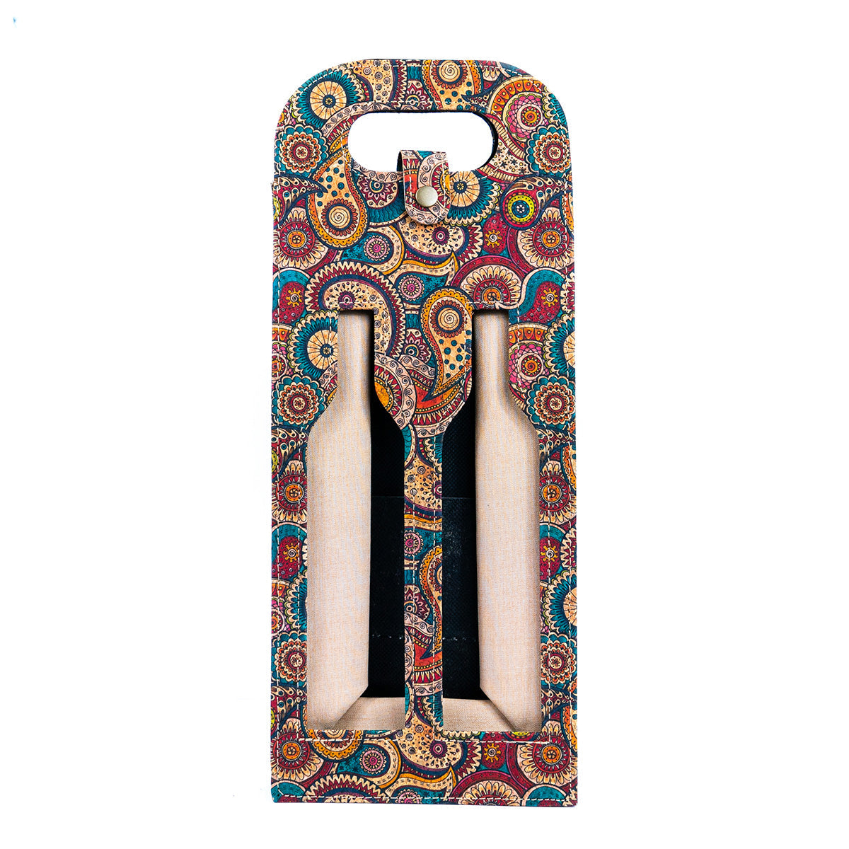 Dual-Bottle Bohemian Cork Wine Carrier and Gift Bag L-911-2