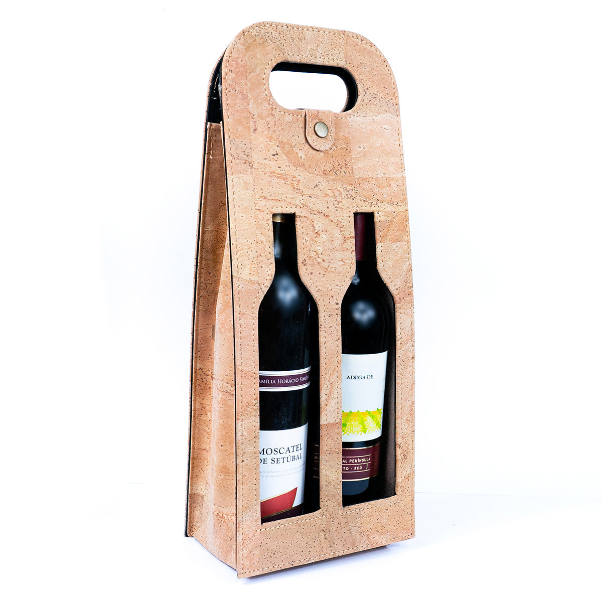 Dual-Bottle Bohemian Cork Wine Carrier and Gift Bag L-911-4