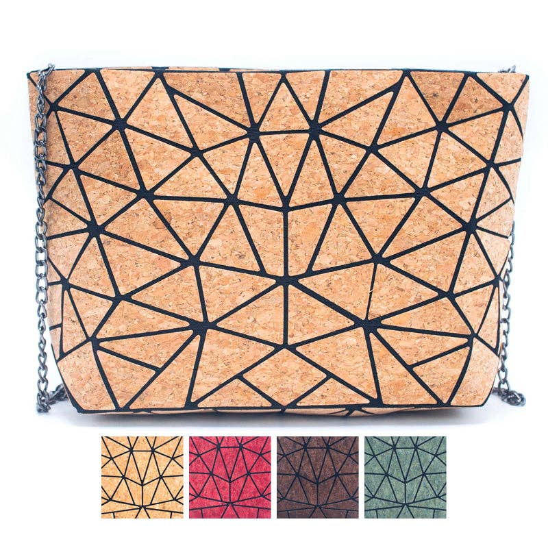 Natural Cork Geometric Chain Crossbody cork Bag  BAG-2027-0