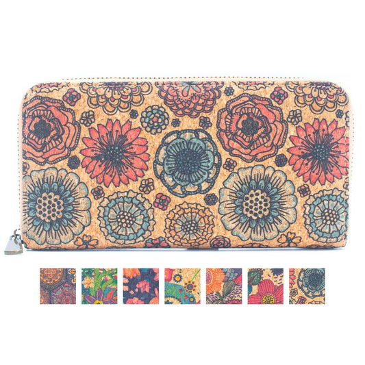 Various patterns natural cork women zipper card wallet- Vegan Cork Wallet BAG-2219-0