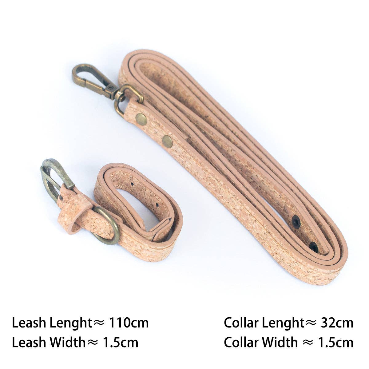 Naturally Corked Pet Leash and Collar Set - Fits23-29cm L-1019-4