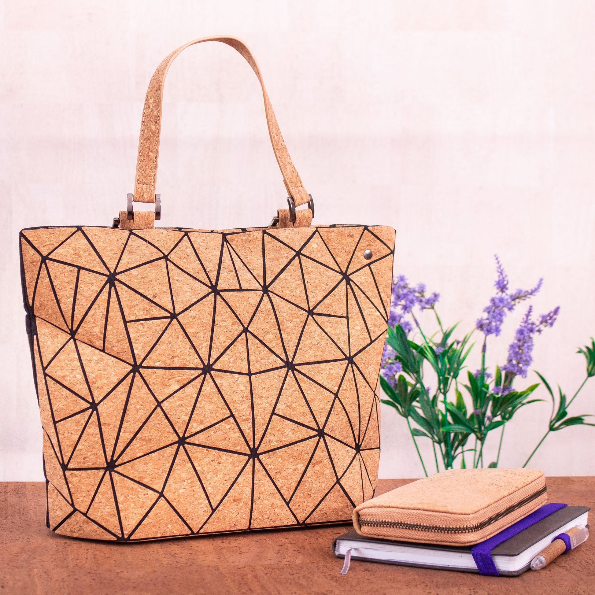 Cross-road, Geometric Cork Handbag for Women BAG-2207-2