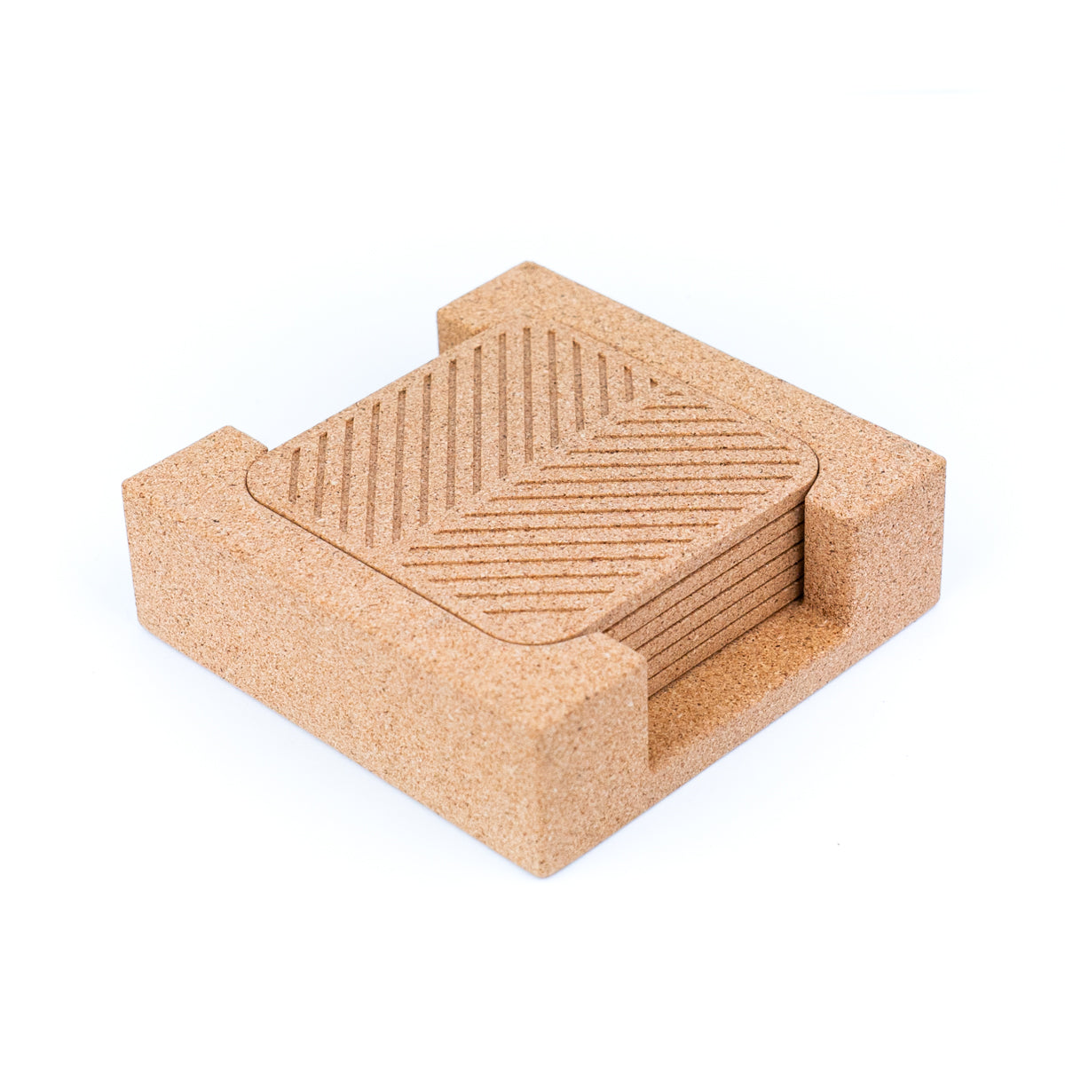 Natural Cork Coaster Set with Storage Tray L-1055-1